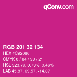 Color code: RGB 201 32 134 | qconv.com