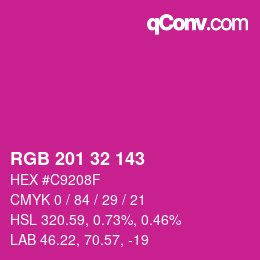 Color code: RGB 201 32 143 | qconv.com