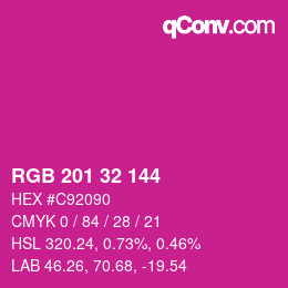 カラーコード: RGB 201 32 144 | qconv.com