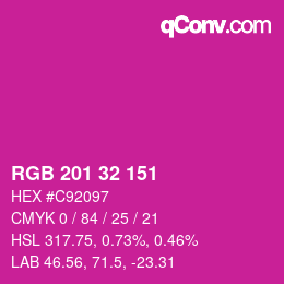 Color code: RGB 201 32 151 | qconv.com