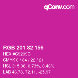 Color code: RGB 201 32 156 | qconv.com