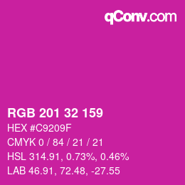 Color code: RGB 201 32 159 | qconv.com