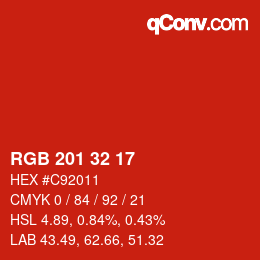 Color code: RGB 201 32 17 | qconv.com