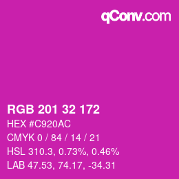 Color code: RGB 201 32 172 | qconv.com