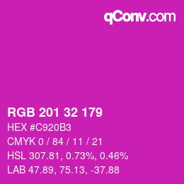 Color code: RGB 201 32 179 | qconv.com