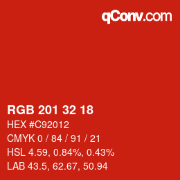 Color code: RGB 201 32 18 | qconv.com