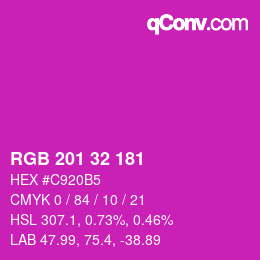 Color code: RGB 201 32 181 | qconv.com