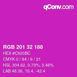 Color code: RGB 201 32 188 | qconv.com