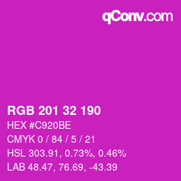 Color code: RGB 201 32 190 | qconv.com