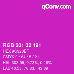 Color code: RGB 201 32 191 | qconv.com