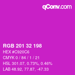 Color code: RGB 201 32 198 | qconv.com