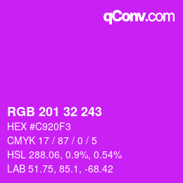 Color code: RGB 201 32 243 | qconv.com