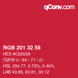 Color code: RGB 201 32 58 | qconv.com