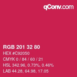 カラーコード: RGB 201 32 80 | qconv.com