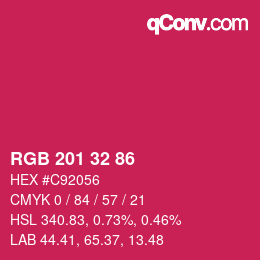 カラーコード: RGB 201 32 86 | qconv.com