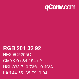 カラーコード: RGB 201 32 92 | qconv.com