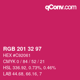 Color code: RGB 201 32 97 | qconv.com