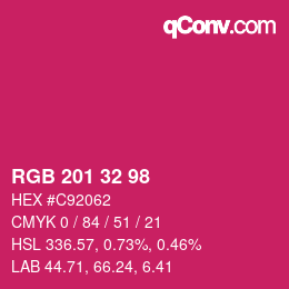 カラーコード: RGB 201 32 98 | qconv.com