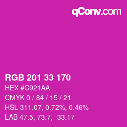 Color code: RGB 201 33 170 | qconv.com