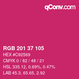 颜色代码: RGB 201 37 105 | qconv.com