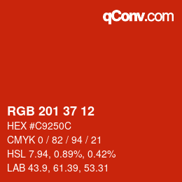 カラーコード: RGB 201 37 12 | qconv.com