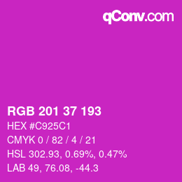 Color code: RGB 201 37 193 | qconv.com