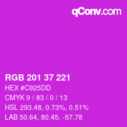 Color code: RGB 201 37 221 | qconv.com