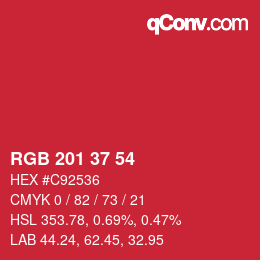 Color code: RGB 201 37 54 | qconv.com