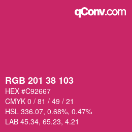 カラーコード: RGB 201 38 103 | qconv.com