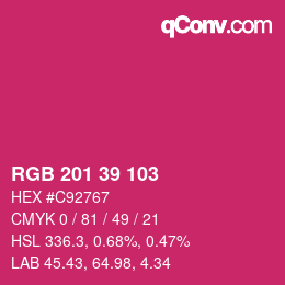 Color code: RGB 201 39 103 | qconv.com