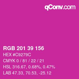 Color code: RGB 201 39 156 | qconv.com