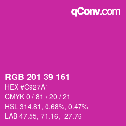Color code: RGB 201 39 161 | qconv.com