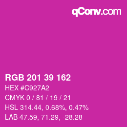 Color code: RGB 201 39 162 | qconv.com