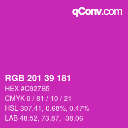 カラーコード: RGB 201 39 181 | qconv.com