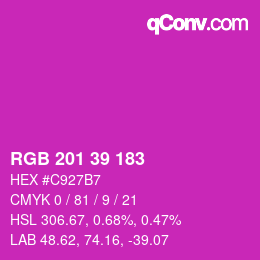Color code: RGB 201 39 183 | qconv.com