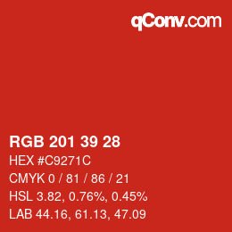 Color code: RGB 201 39 28 | qconv.com