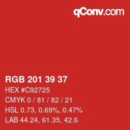 Color code: RGB 201 39 37 | qconv.com