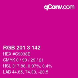 Color code: RGB 201 3 142 | qconv.com
