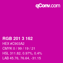 Color code: RGB 201 3 162 | qconv.com