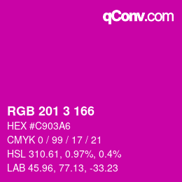 Color code: RGB 201 3 166 | qconv.com
