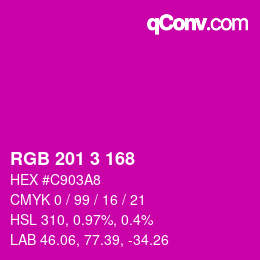 Color code: RGB 201 3 168 | qconv.com
