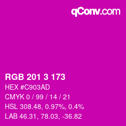 Color code: RGB 201 3 173 | qconv.com