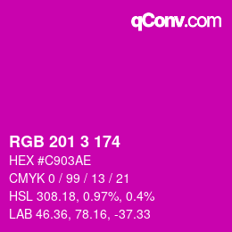 Color code: RGB 201 3 174 | qconv.com