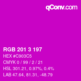 颜色代码: RGB 201 3 197 | qconv.com