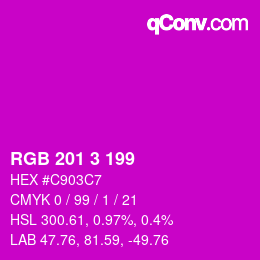 Color code: RGB 201 3 199 | qconv.com
