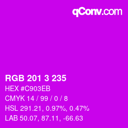 Color code: RGB 201 3 235 | qconv.com
