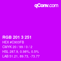 Color code: RGB 201 3 251 | qconv.com