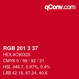 Color code: RGB 201 3 37 | qconv.com