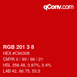 Color code: RGB 201 3 8 | qconv.com