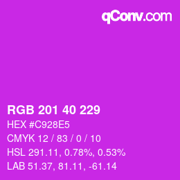Color code: RGB 201 40 229 | qconv.com